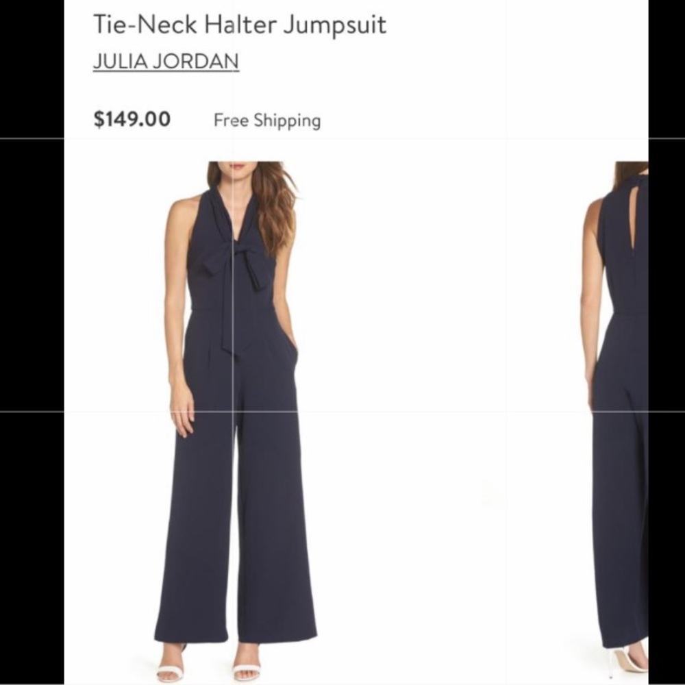 NWT: Julia Jordan - Navy Blue Halter Jumpsuit